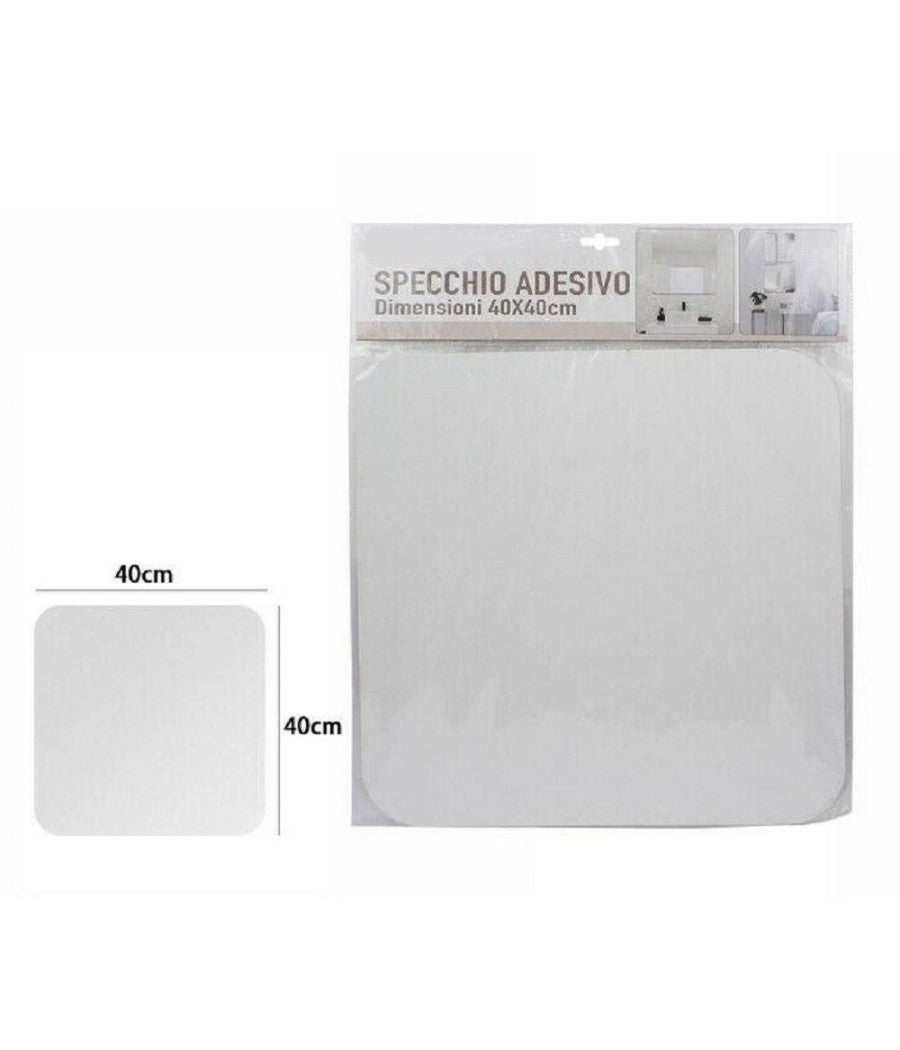 Trade Shop - Specchio Adesivo Forma Quadrata Adesiva Murale Arredamento Casa 40 X 40 Cm -