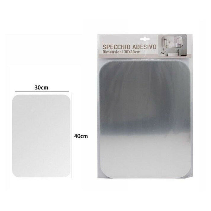 Trade Shop - Specchio Adesivo Forma Rettangolare Adesiva Murale Arredamento Casa 30x40cm -
