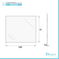 Specchio bagno 100x60 cm a filo lucido con installazione reversibile