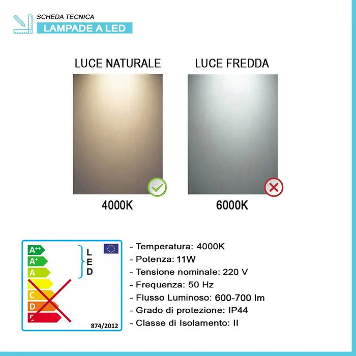 Specchio bagno 100x60 cm reversibile con luce LED naturale