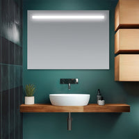 Specchio bagno 105x70 cm con fascia LED superiore bianco naturale