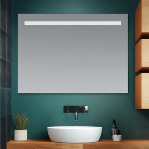 Specchio bagno 105x70 cm con fascia LED superiore bianco naturale