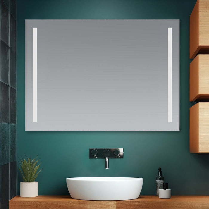 Specchio bagno 105x70 cm con LED laterali e installazione reversibile