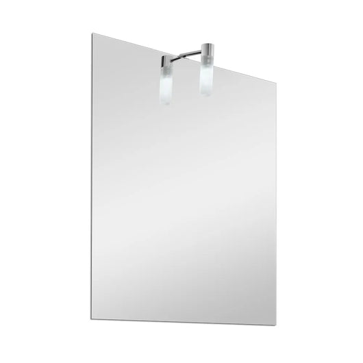 Specchio bagno 50x60 cm reversibile con luce LED in vetro satinato