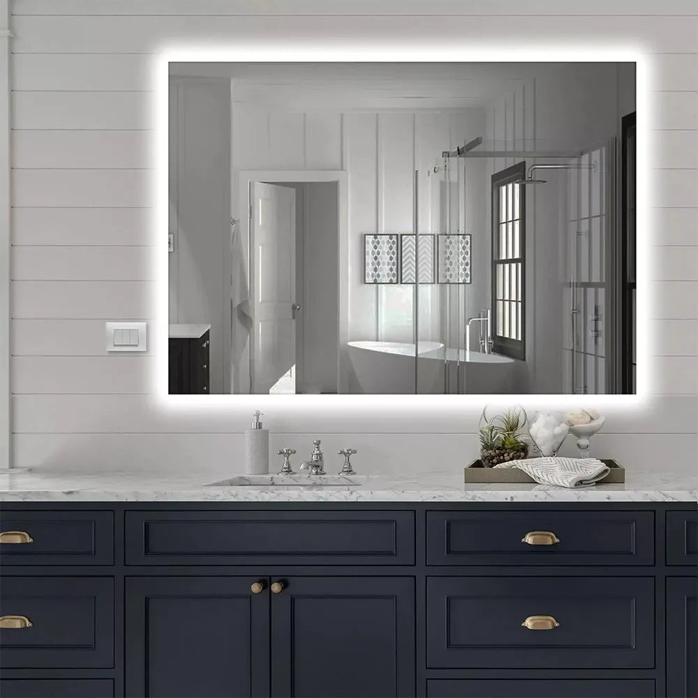 Specchio bagno 50x70 cm illuminazione perimetrale e installazione reversibile