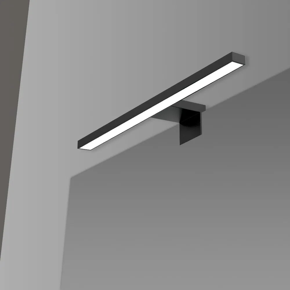 Specchio bagno 50x70 cm reversibile con LED naturale nero opaco