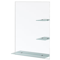 Specchio bagno 60x80 cm a filo lucido con mensole in vetro satinato