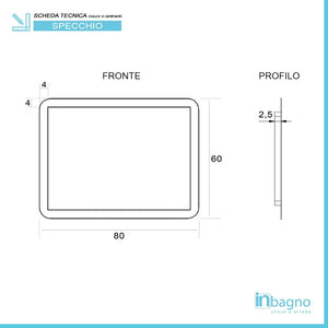 Specchio bagno 60x80 cm con LED naturale e installazione reversibile