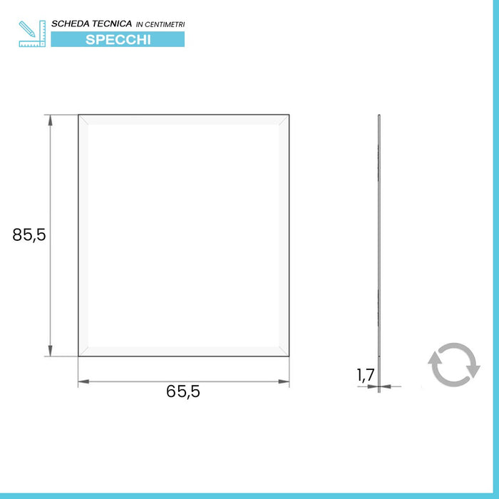 Specchio bagno 66x86 cm cornice bianca e installazione reversibile