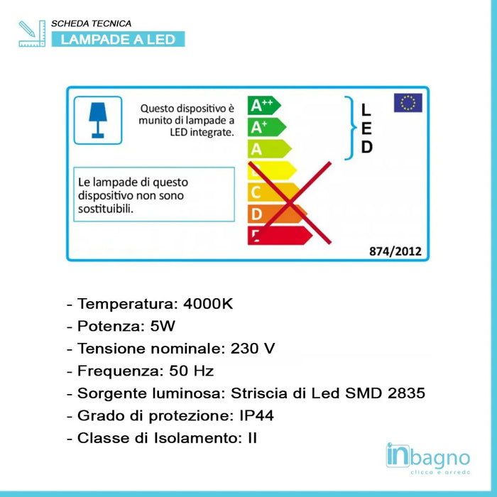 Specchio bagno 70x105 cm reversibile con luce LED naturale