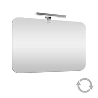 Specchio bagno 70x90 cm reversibile con angoli tondi e luce LED fredda