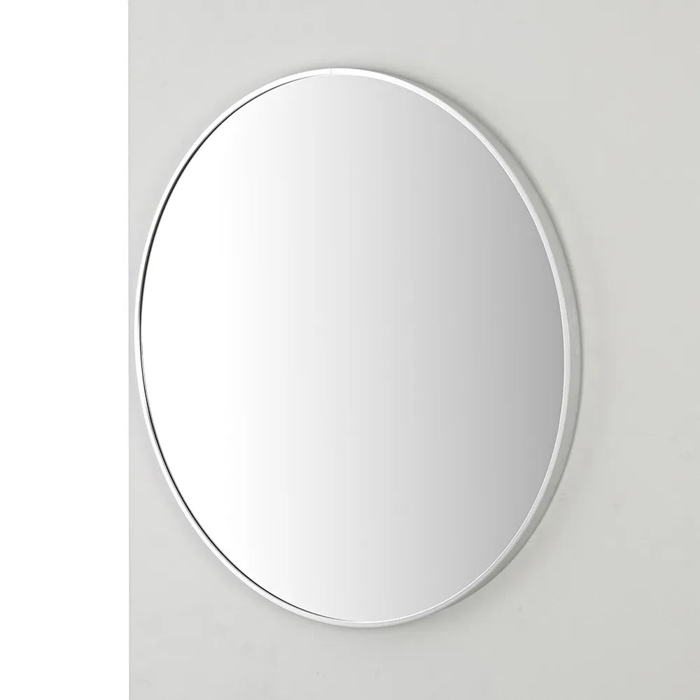 Specchio bagno 80 cm con cornice argento e installazione a parete