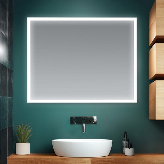 Specchio bagno 80x60 cm reversibile con cornice LED bianco naturale