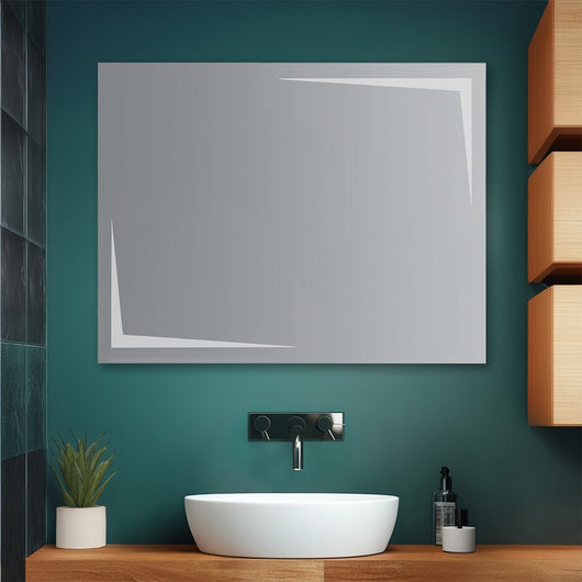 Specchio bagno 80x60 cm reversibile con LED naturale agli angoli