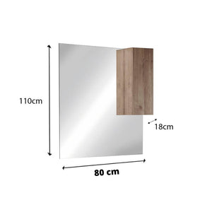Specchio bagno con pensile e lampada LED Salemi 80x110h colore rovere mercure