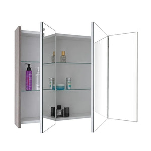 Specchio bagno contenitore 100x70 cm rovere scuro 3 ante e ripiani Way