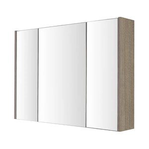 Specchio bagno contenitore 100x70 cm rovere scuro 3 ante e ripiani Way