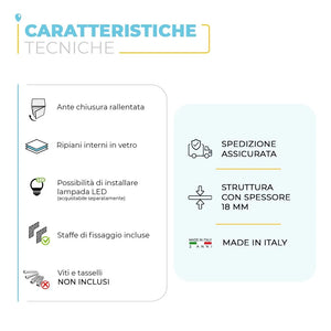 Specchio bagno contenitore 100x70 cm rovere scuro 3 ante e ripiani Way