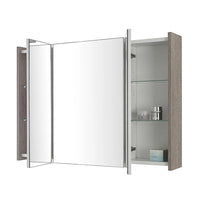 Specchio bagno contenitore 100x70 cm rovere scuro 3 ante e ripiani Way