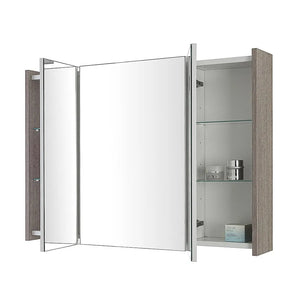 Specchio bagno contenitore 100x70 cm rovere scuro 3 ante e ripiani Way