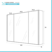 Specchio bagno contenitore 100x70 cm rovere scuro 3 ante e ripiani Way