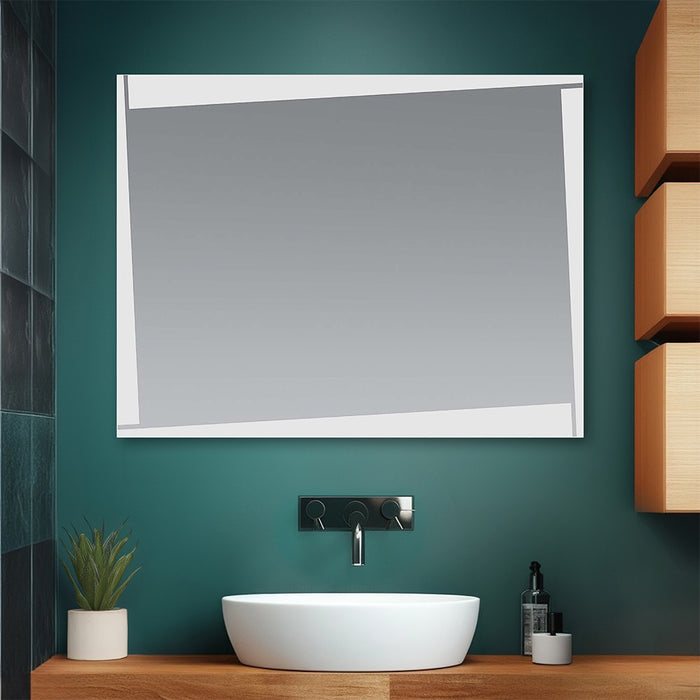 Specchio bagno LED 80x60 cm reversibile con fasce luminose larghe