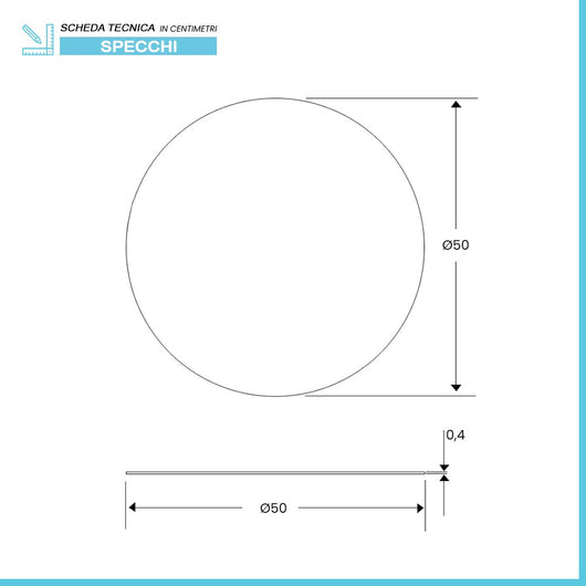 Specchio bagno tondo 50 cm a filo lucido con installazione a parete