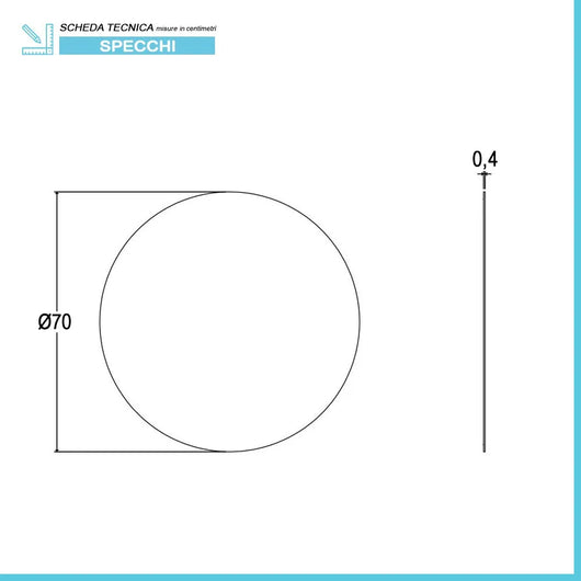Specchio bagno tondo 70 cm a filo lucido con installazione a parete