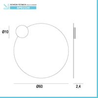 Specchio bagno tondo diametro 60 con applique LED cromata