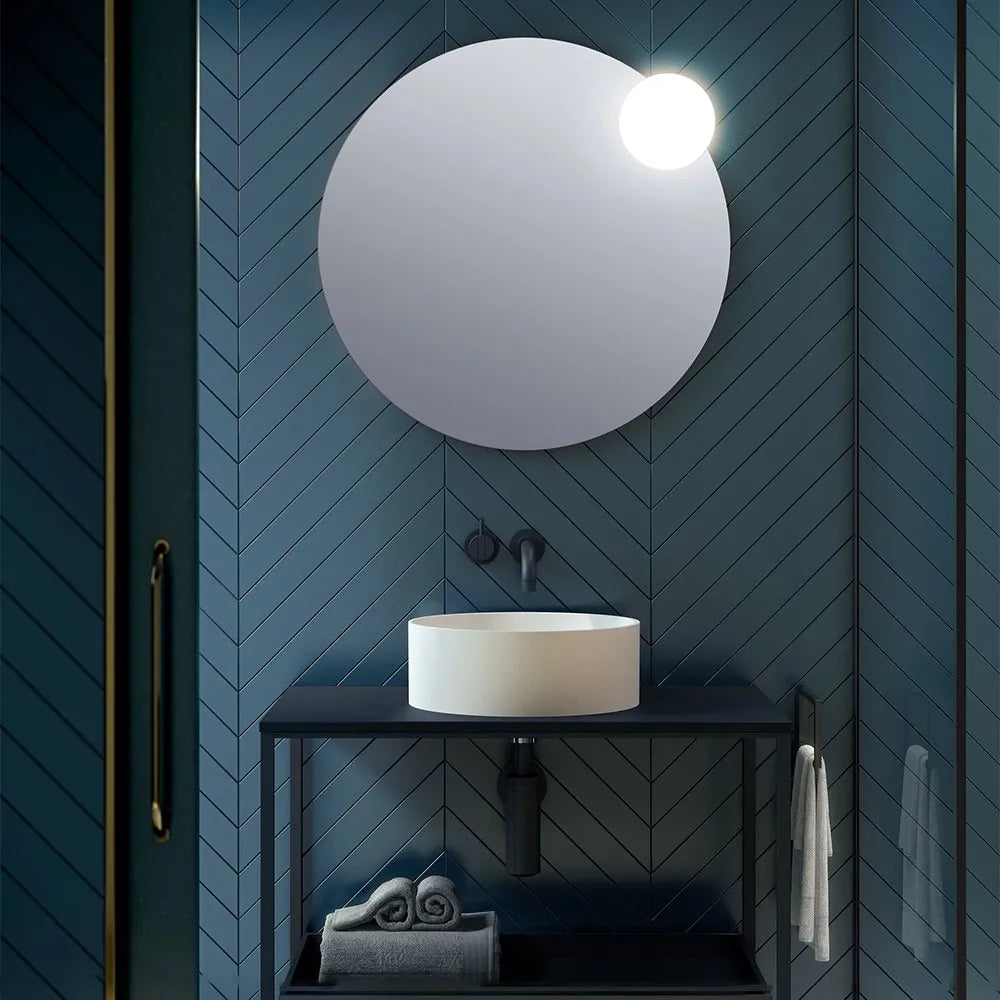 Specchio bagno tondo diametro 60 con applique LED cromata
