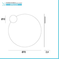Specchio bagno tondo diametro 70 con applique LED cromata