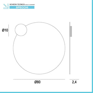 Specchio bagno tondo diametro 80 con applique LED cromata