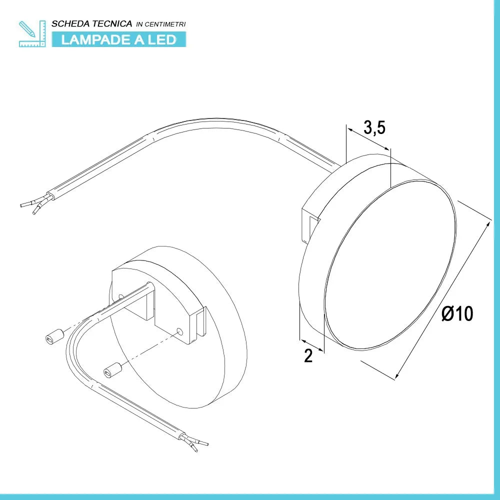 Specchio bagno tondo diametro 80 con applique LED cromata