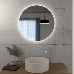 Specchio bagno tondo LED diametro 80 cm retroilluminato con luce fredda