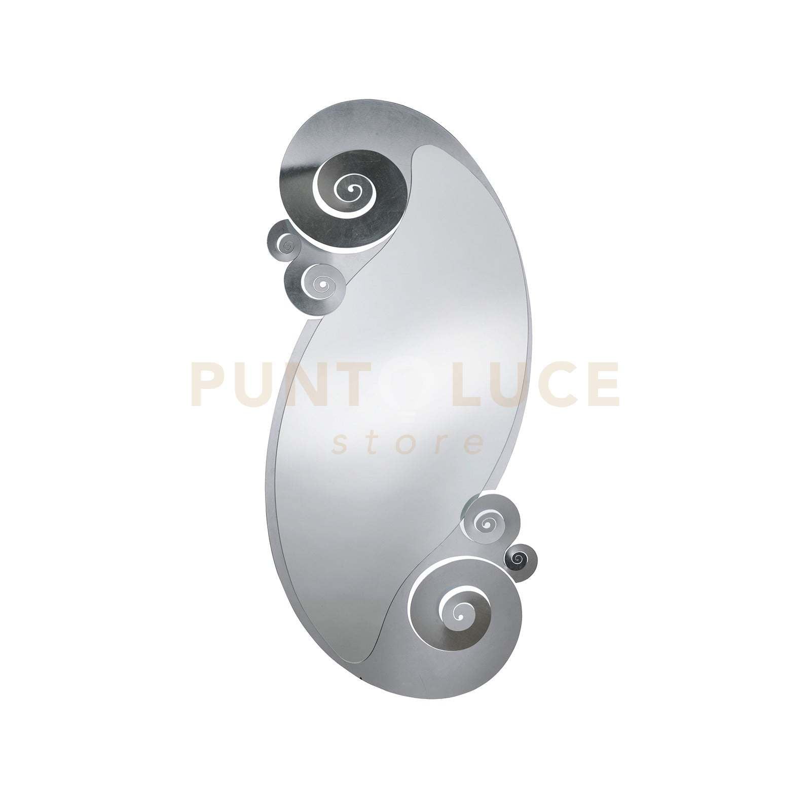 specchio circeo in ferro con riccioli Foglia Argento in Ferro 63x130hcm(55x115hcm)