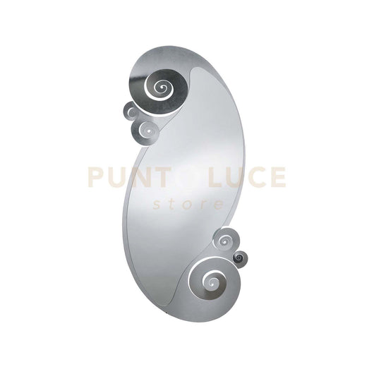specchio circeo in ferro con riccioli Foglia Argento in Ferro 63x130hcm(55x115hcm)