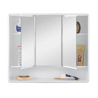 Specchio contenitore 60x50 cm bianco con 3 ante e ripiani interni