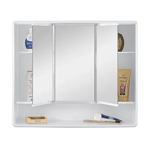 Specchio contenitore 60x50 cm bianco con 3 ante e ripiani interni