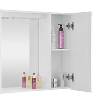 Specchio contenitore 67x60 cm bianco con LED e ripiani interni