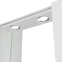 Specchio contenitore 68x61 cm bianco lucido con anta a destra e LED