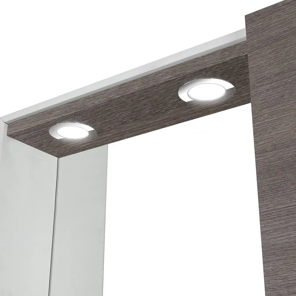 Specchio contenitore 68x61 cm rovere scuro con pensile e LED Way