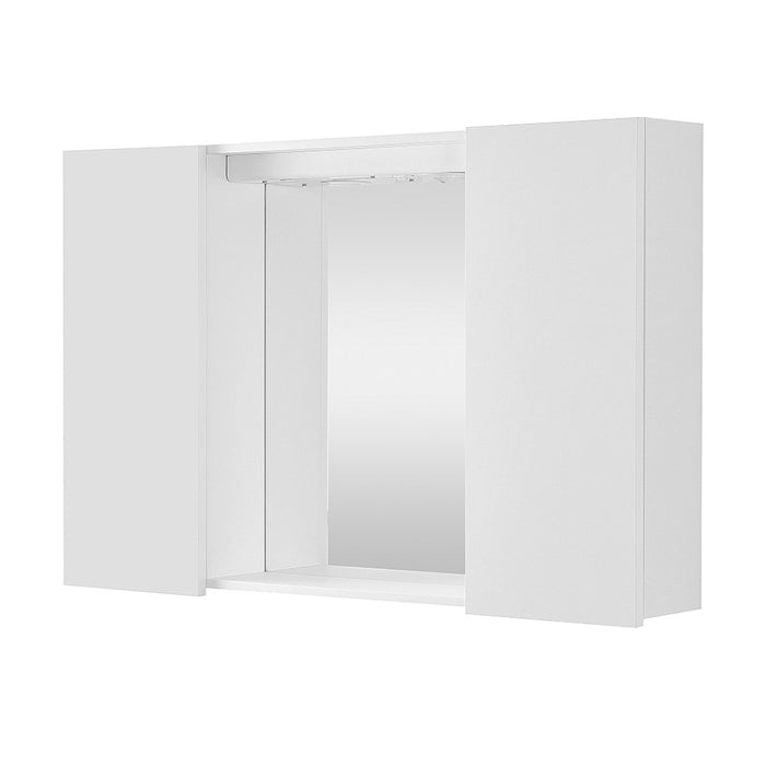Specchio contenitore 90x60 cm bianco con LED e ripiani interni