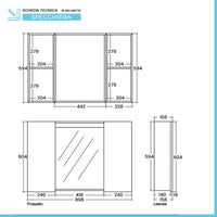 Specchio contenitore 90x60 cm bianco con LED e ripiani interni
