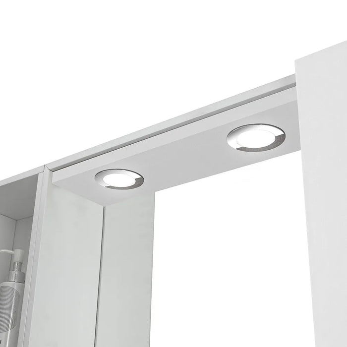 Specchio contenitore LED 91x61 cm bianco lucido con ante laterali Way
