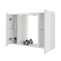 Specchio contenitore LED 91x61 cm bianco lucido con ante laterali Way