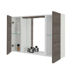 Specchio contenitore LED 91x61 cm rovere scuro con ante laterali Way