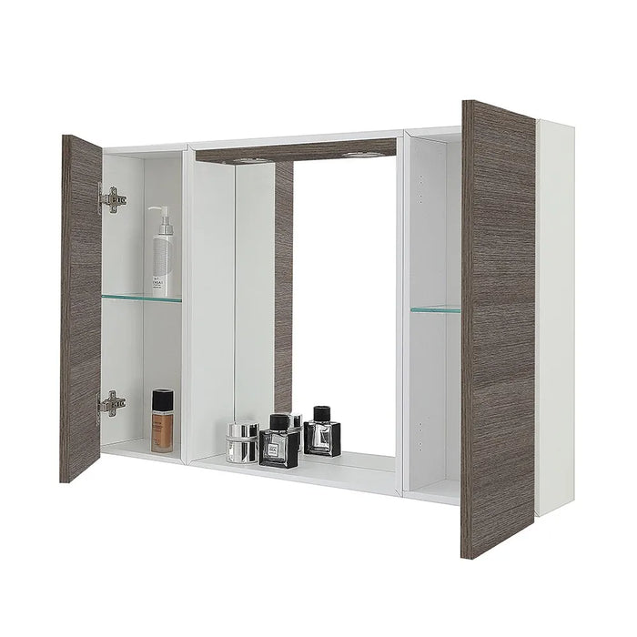 Specchio contenitore LED 91x61 cm rovere scuro con ante laterali Way