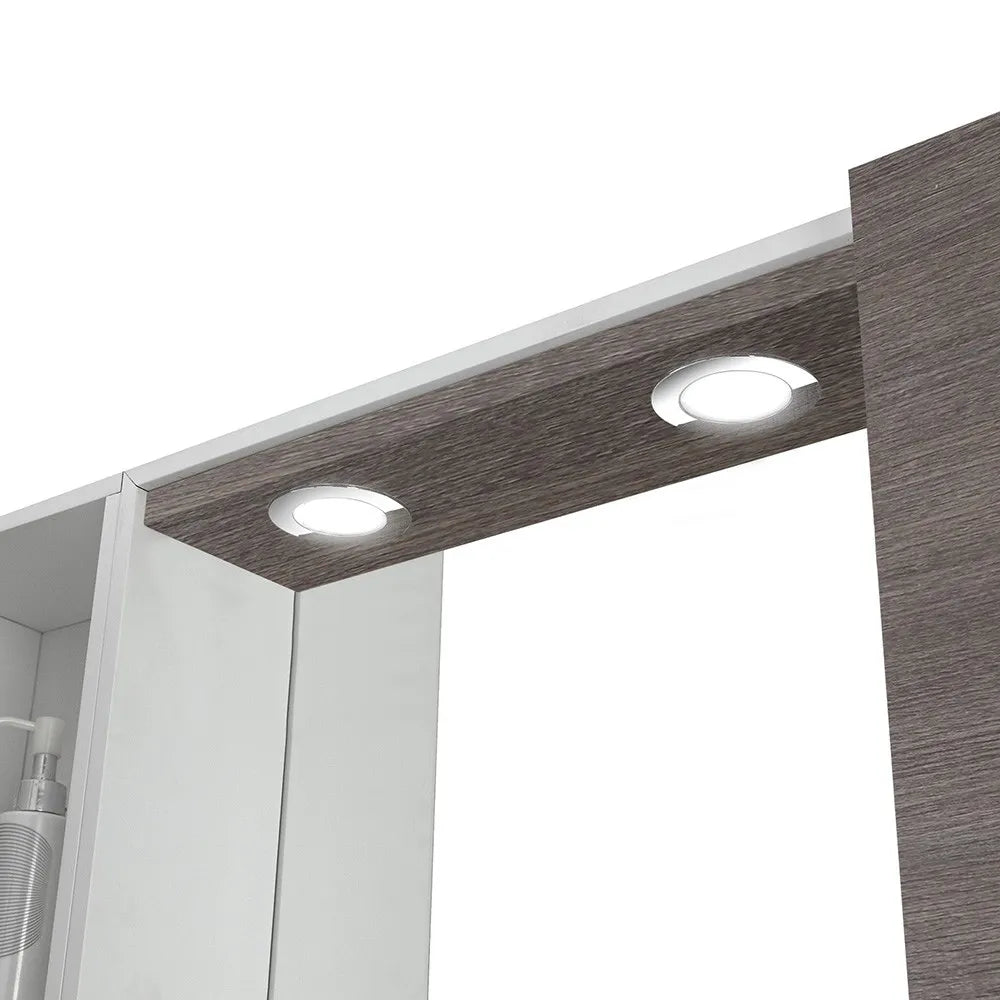 Specchio contenitore LED 91x61 cm rovere scuro con ante laterali Way