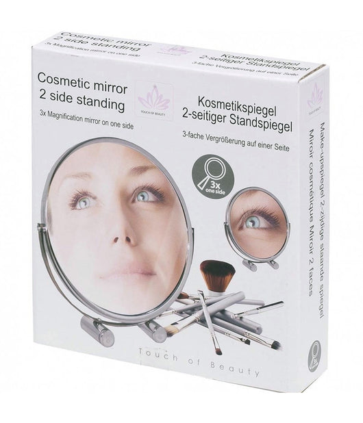 Specchio Cosmetico 16cm Zoom 3x Fronte/retro Con Appoggio Viso Barba Per Bagno         