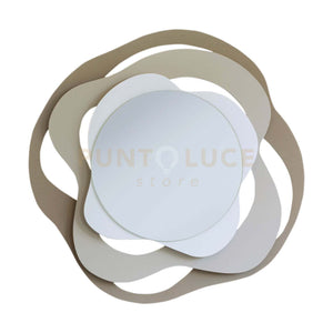 specchio da muro di design isotta Bianco Beige e Nocciola in Ferro 83x80hcm(diametro44,5cm)